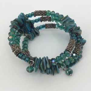 Turquoise Wrap-Style Beaded Bracelet